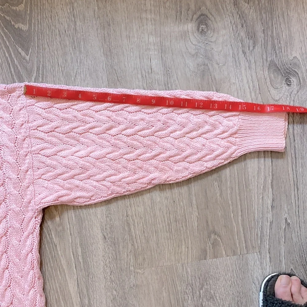 Lovely Pink Long Sleeve Cable Knit Sweater - Picture 13 of 13
